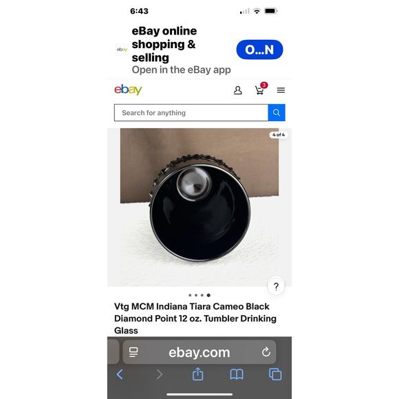 Vtg Set of 2 Indiana Glass Tiara Diamond Point Black Highball Ice Tea Glasses - Picture 6 of 7